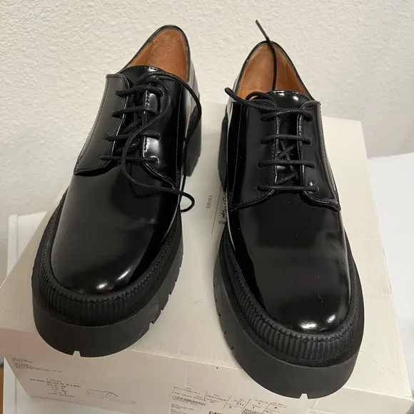 NIB Other Stories Shoes US 7 Black laced platform sandals loafers - Picture 3 of 5